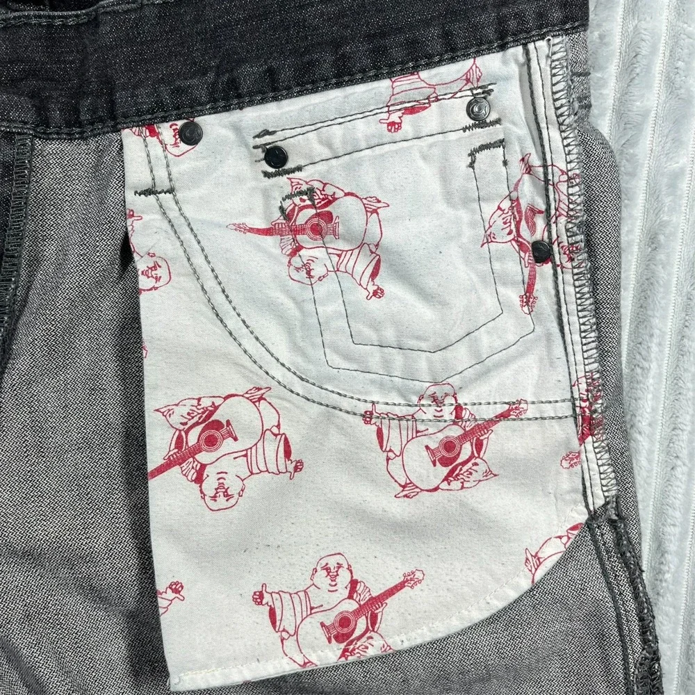 True Religion Ricky‎ Jeans Men's 34 (Fits 37x29.5) Flap Pockets Gray Preppy USA
